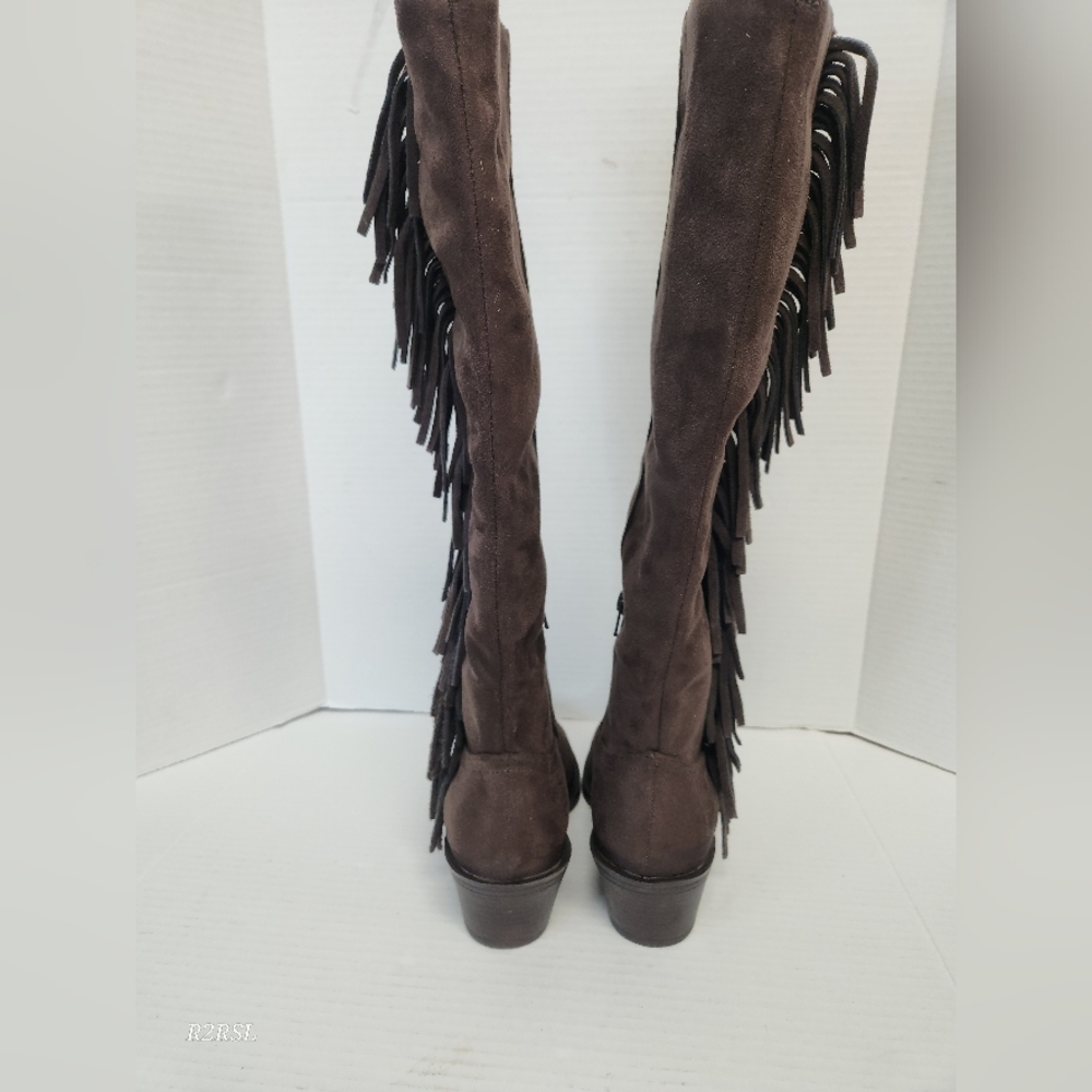 Universal Thread Patsy Fringe Boots Brown Womens 8 - image 4